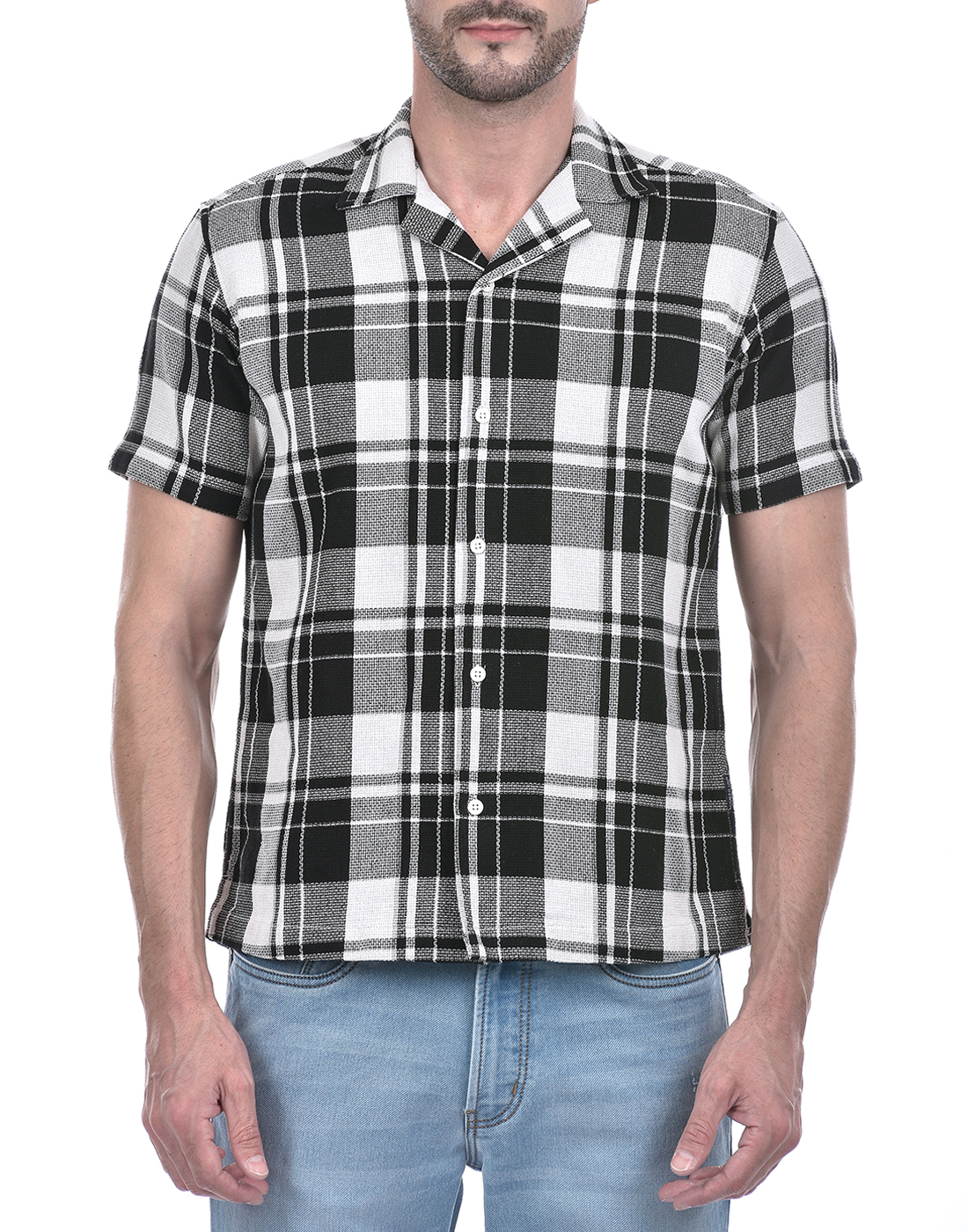 Numero Uno Men Checkered Black Shirt
